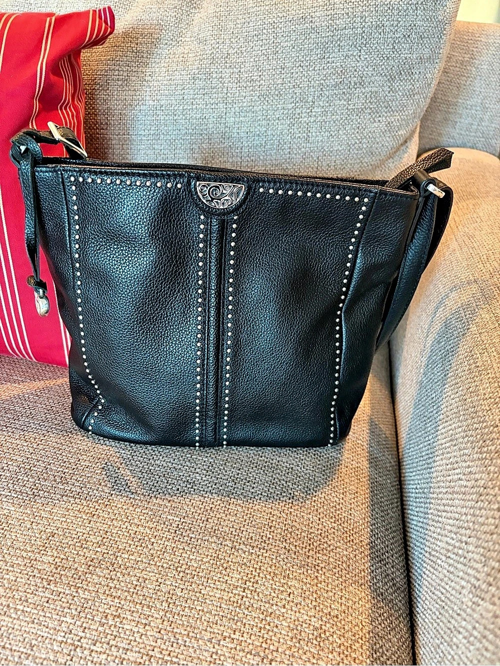 Brighton Studded Black & Brown Crossbody Bag